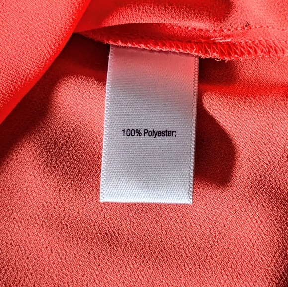 Jennifer Lopez, NWT, Hot Coral, Semi-Sheer, Ruffle Front Blouse, Size XS - Picture 9 of 13